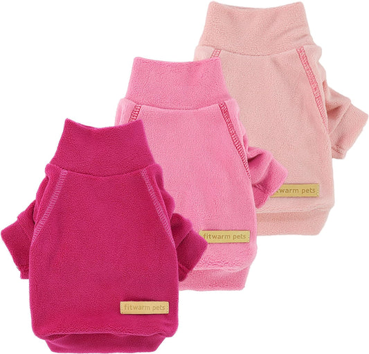 Fitwarm Classic Fleece Dog Sweater, Turtleneck Dog Sweatshirt, Cat Apparel, Pink, Rose, Baby Pink, XXL
