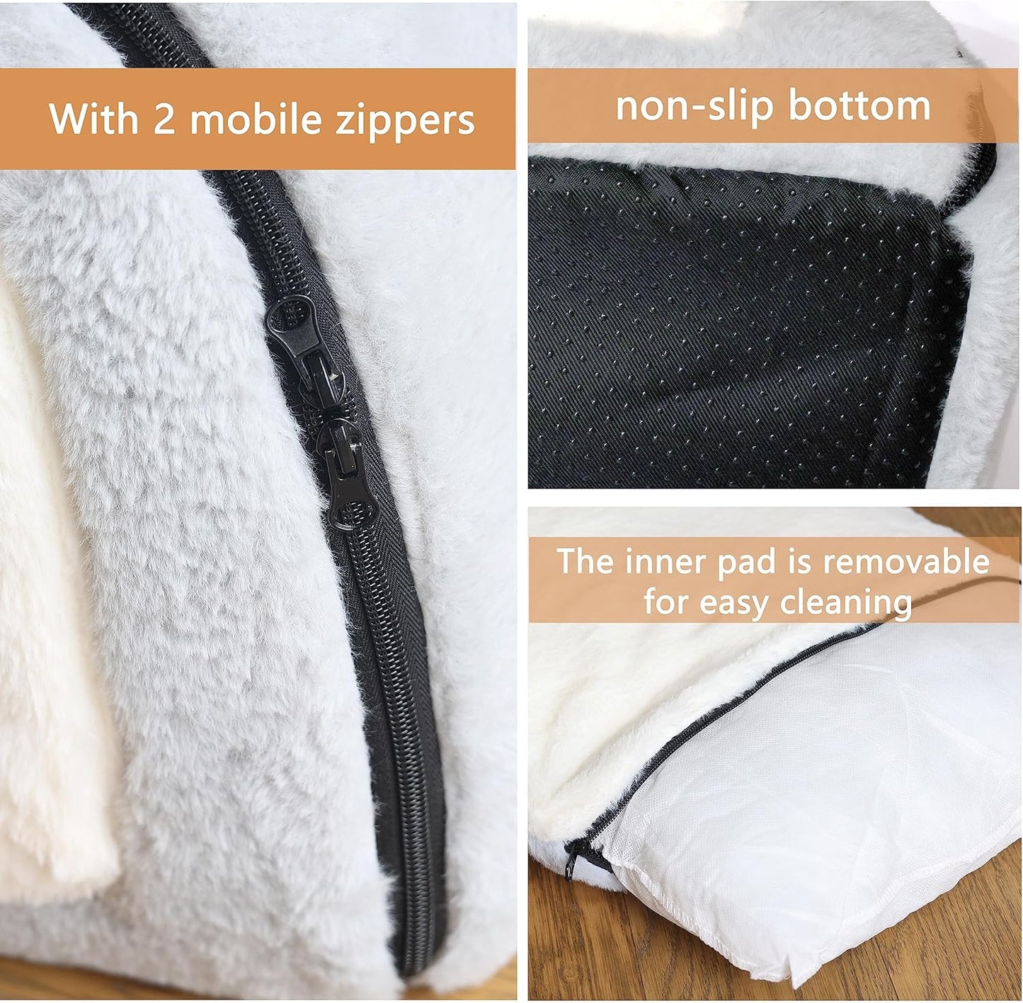 Cat Bed for Indoor Cats，Foldable cat cave，Anti-Slip & Water-Resistant Bottom，cat Houses for Indoor Cats or Small Dogs, Kitten Tent, Rabbit Double Hole Bed:(27.5"×15.3"×15.3"