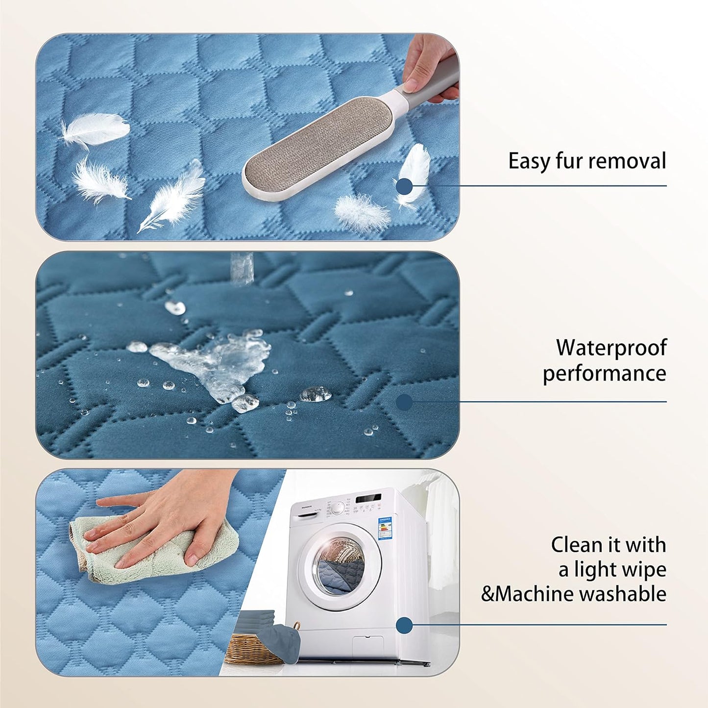 gogobunny 100% Double-Sided Waterproof Dog Bed Cover Pet Blanket Sofa Couch Furniture Protector for Puppy Large Dog Cat, Reversible (30x30 Inch (Pack of 1), Dark Blue/Light Blue)