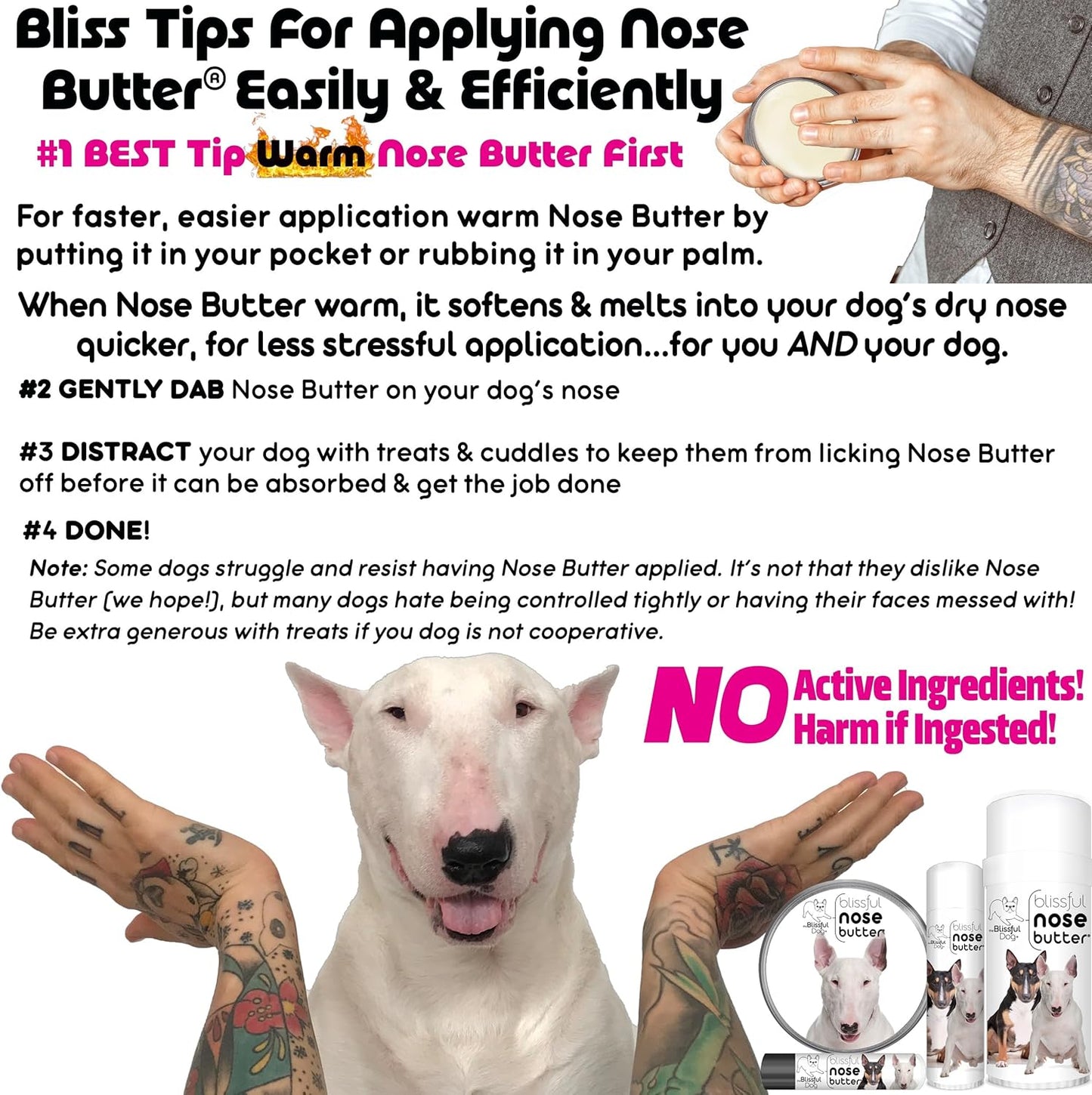The Blissful Dog Bull Terrier Unscented Nose Butter, 1 oz