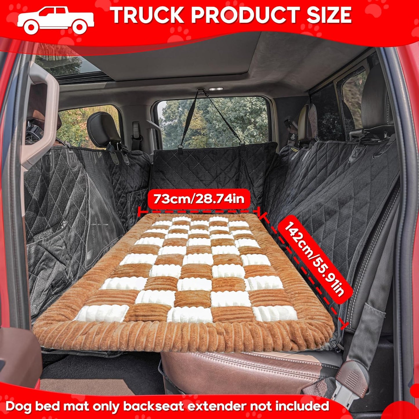 Dog Car Bed Mat, Non-Slip Backseat Extender Pet Blanket, Plaid Dog Bed for Trucks, Sedans & Large SUVs, Chew-Resistant Travel Pad for Dogs, Easy Clean & Scratch-Proof & Comfort (56"x28.7")