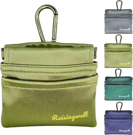 Dog Treat Pouch, Pocket Sized Pet Training Pouch, Hand Free Bronze Dog Walking Bag with Carabiner, Self-Closing Pet Feed Snack Reward, for Puppy Travel or Outdoor Use, NanoPTC