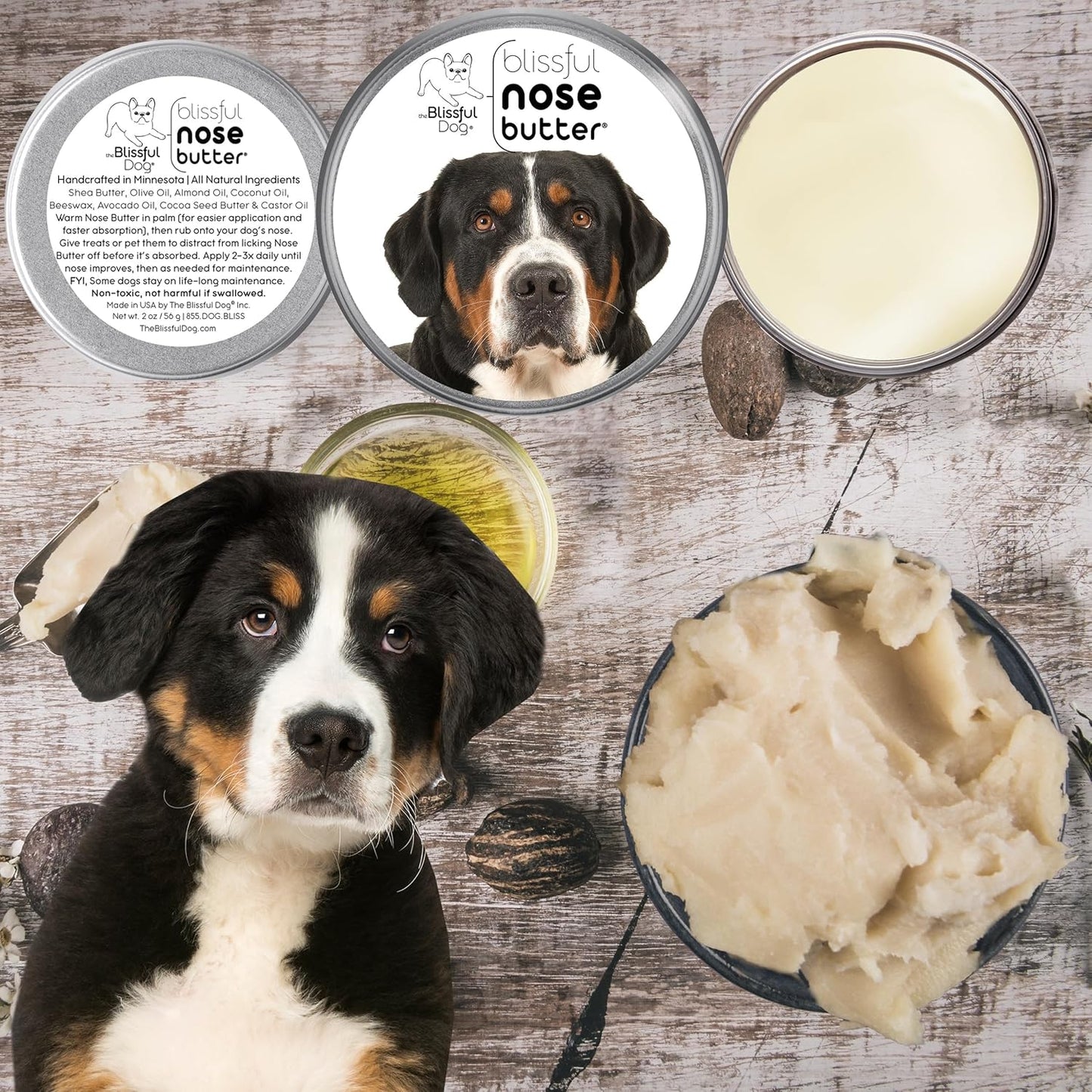 The Blissful Dog Greater Swiss Mountain Dog Unscented Nose Butter - Dog Nose Butter, 8 Ounce