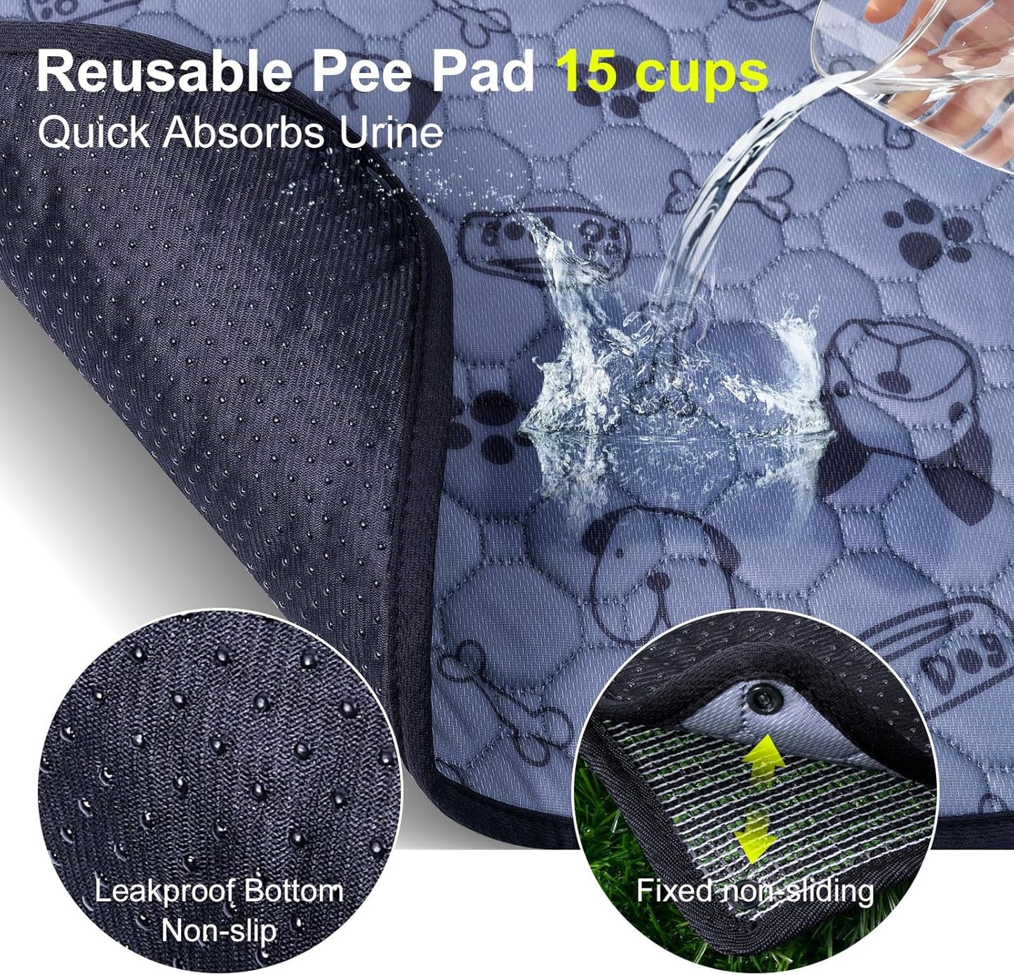 Pee Pads for Dogs with Fake Grass, 32" x 24" Indoor Artificial Grass for Dogs Potty, Lawn Pee Pads for Doggie Washable, Reusable and Lawn for Replacement, Puppy Training Litter Box for Outdoor Patio