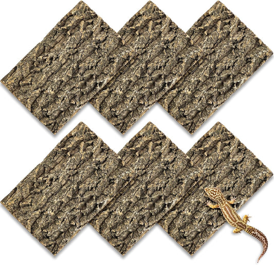 Fhiny 6 PCS Cork Bark Background, 11.6" x 7.7" Natural Cork Bark for Reptiles Bearded Dragon Climbing Backdrop Terrarium Habitat Wall Decor Accessories for Turtle Gecko Lizard Snake Spider Frog