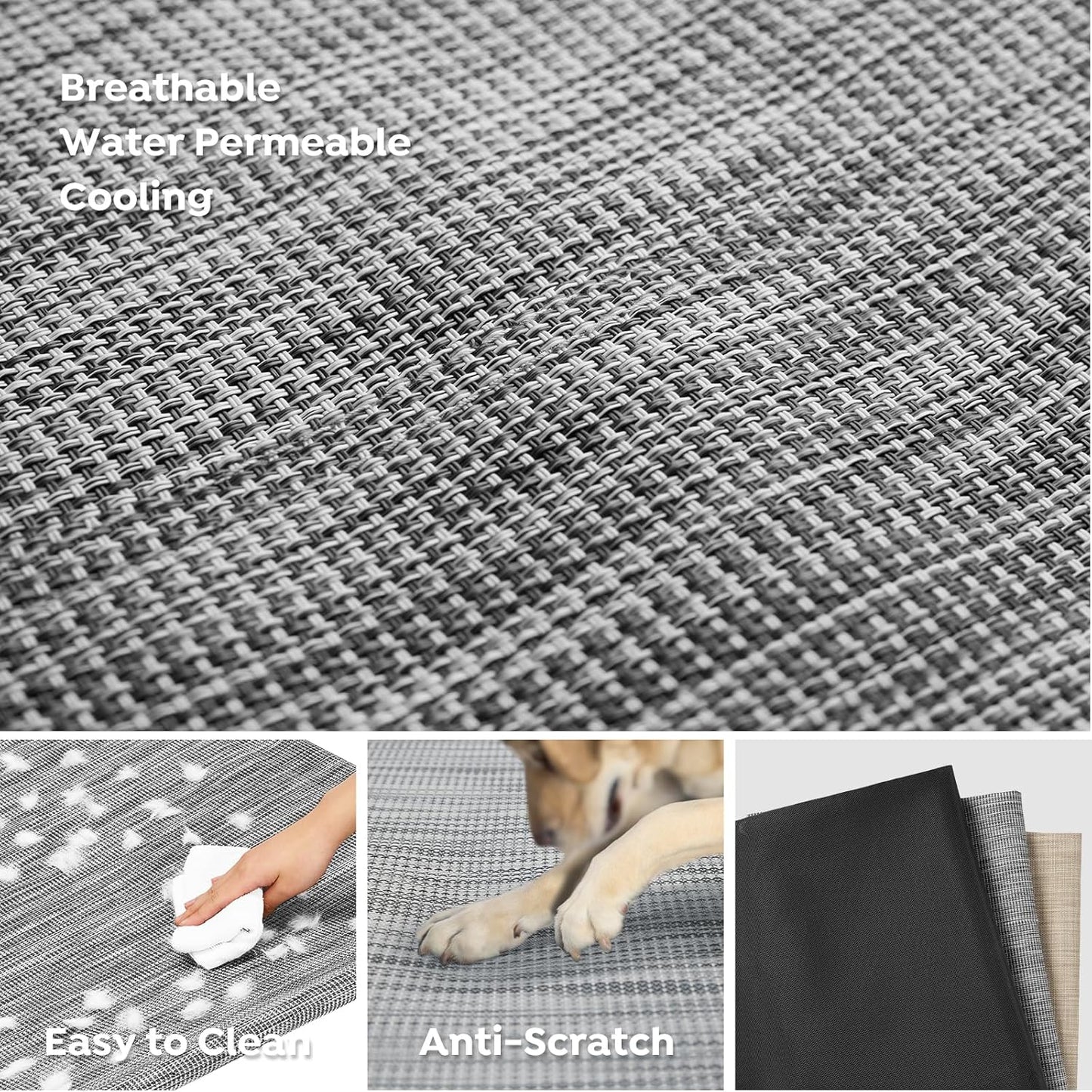 Veehoo Cooling Elevated Dog Bed - Raised Dog Bed with Guardrail, Non-Slip Portable Camping Cot, 41 x 27 Inches, Black Silver