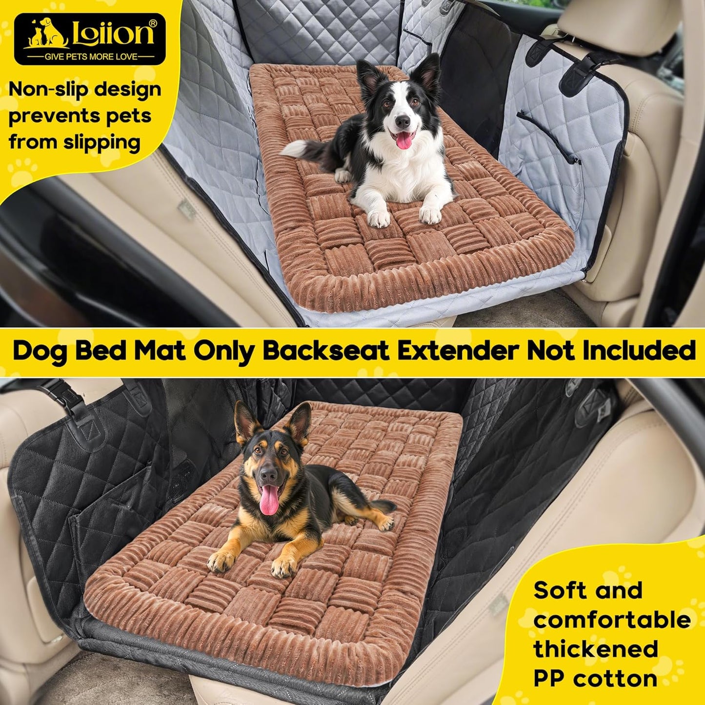 Dog Car Bed Mat, Non-Slip Backseat Extender Pet Blanket, Plaid Dog Bed for Trucks, Sedans & Large SUVs, Chew-Resistant Travel Pad for Dogs, Easy Clean & Scratch-Proof & Comfort（56"x28.7" Brown