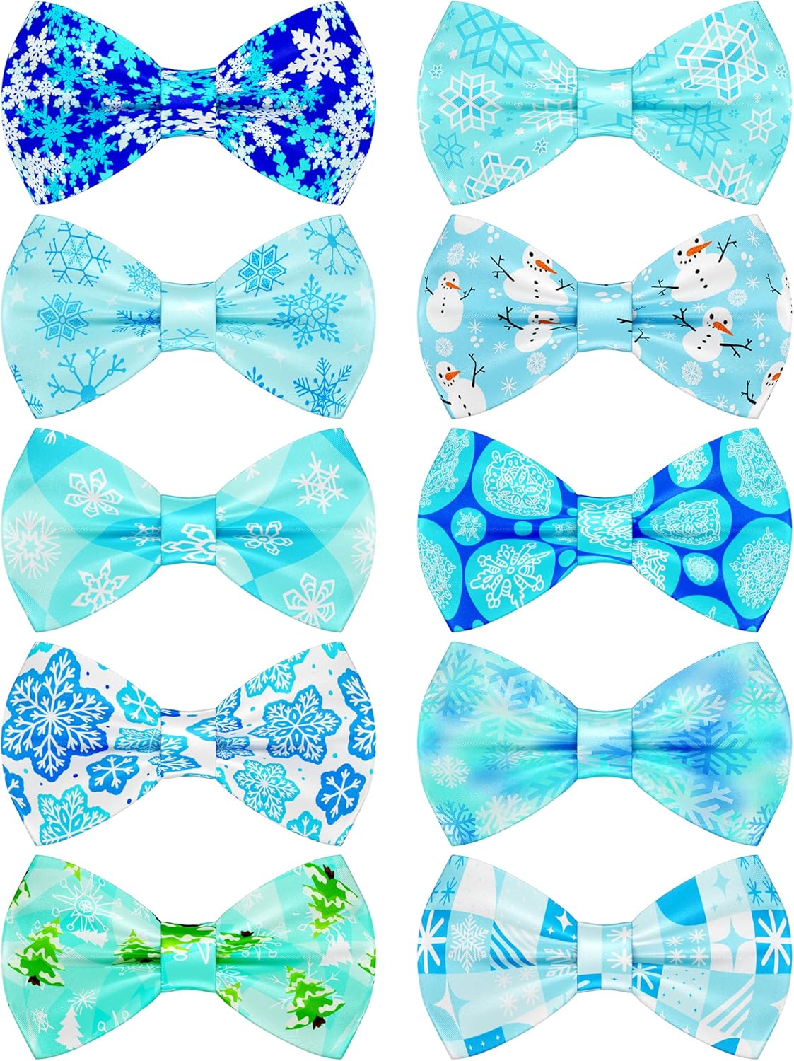 PET SHOW 10 Pack Winter Big Dog Bow Ties for Large Medium Dogs Sliding Collar Attachments Snowflake Bowties Snowman Bowknots Holiday Party Pet Grooming Accessories(Large)