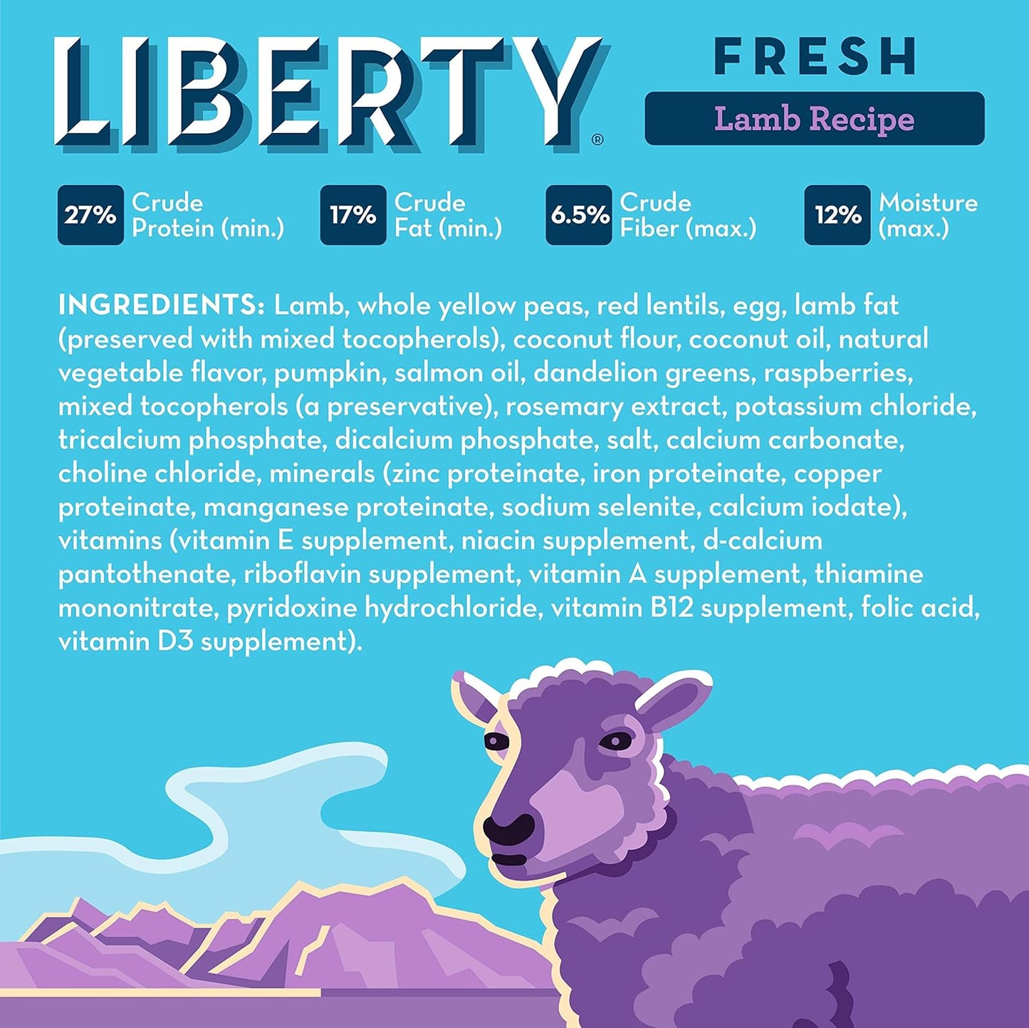 Bixbi Liberty Grain Free Dry Dog Food, Lamb Recipe, 11 lbs - Fresh Meat, No Meat Meal, No Fillers for Easy Digestion - USA Made