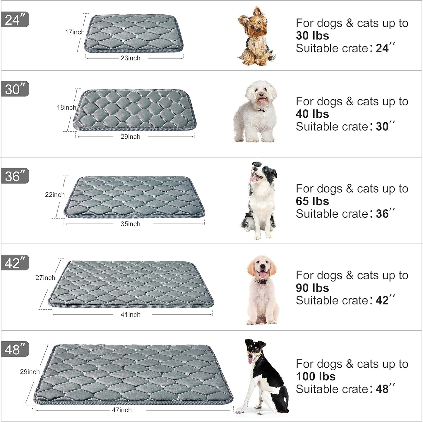 Dog Crate Mats,Soft Kennel Pads Washable with Anti-Slip Bottom,Dog Kennel Pads for Sleeping,Pets Mattress Cat Dog Beds for Large Medium Dogs(35x22,Grey)