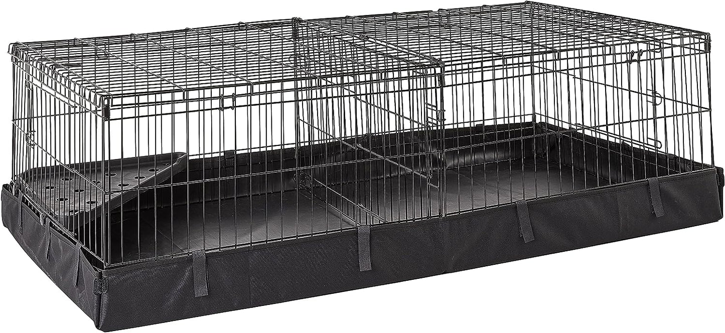 Amazon Basics Leakproof Canvas Bottom Guinea Pig Pet Cage with Divider Set, Black, 47.6"L x 24.2"W x 14.0"H