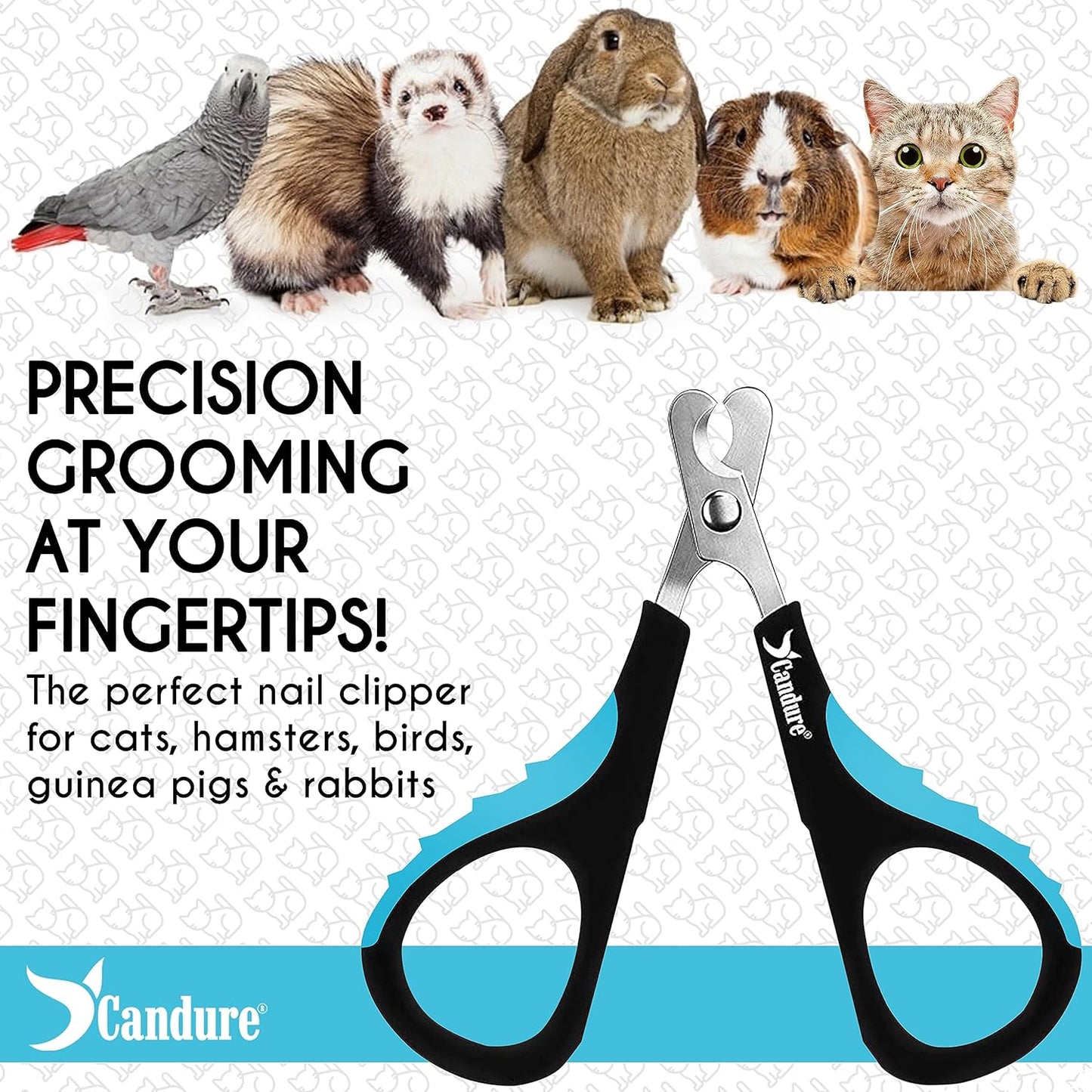 Candure Cat Nail Clipper Stainless Steel Cat Claw Trimmers for Rabbits, Guinea Pigs, Birds, Puppies, Kittens and Small Animals Pet Nail Clipper for Professional and Home Use (Blue)