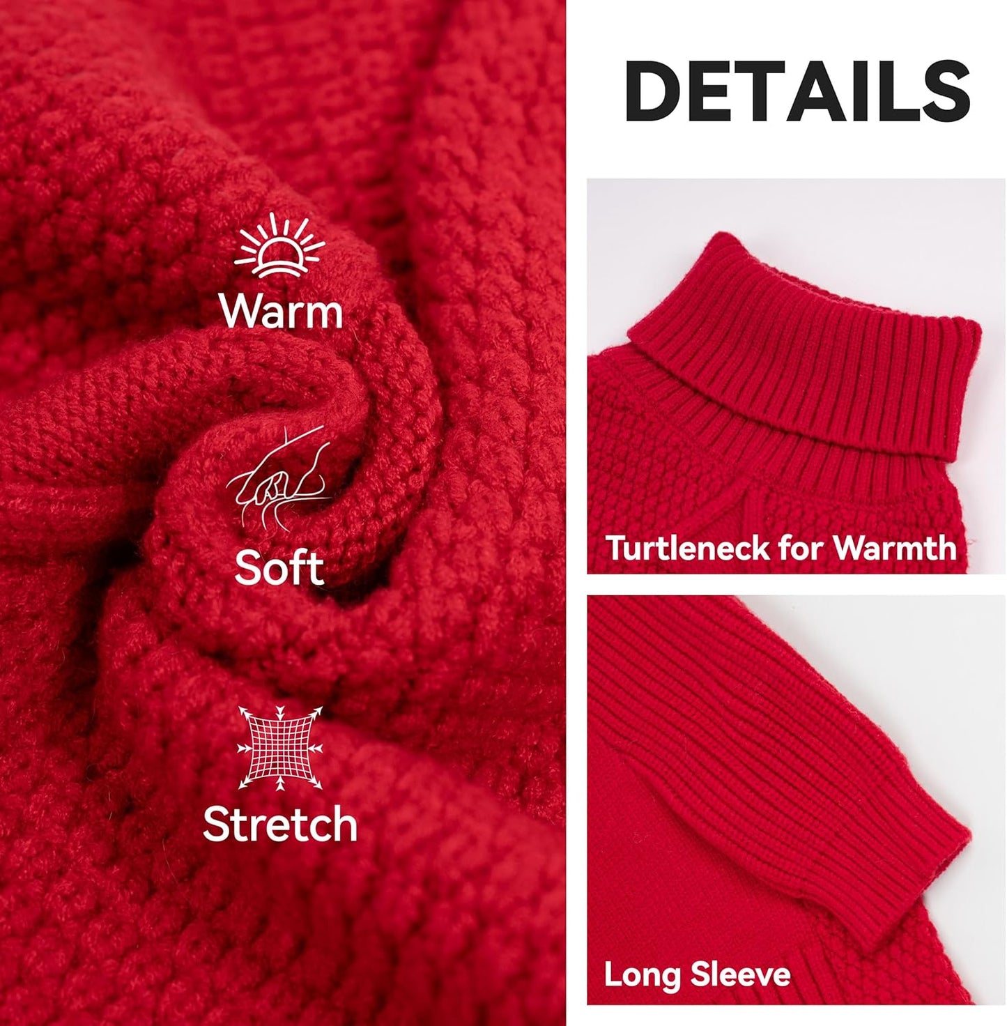 cyeollo 4XL Dog Sweater, Stretchy & Cozy Warm Dog Sweaters for Large Dogs Boy, Pullover Knit Fall Winter Sweatshirt Big Dogs Clothes, Doberman Great Dane Apparel, Red XXXXL
