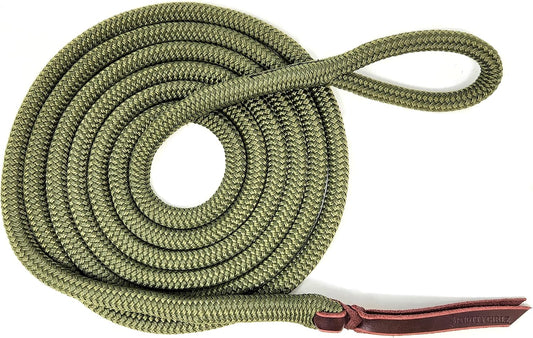 Double Braid Lead Rope with Eye Splice Loop, 12-14FT Lengths (Olive Green, 12 ft.)