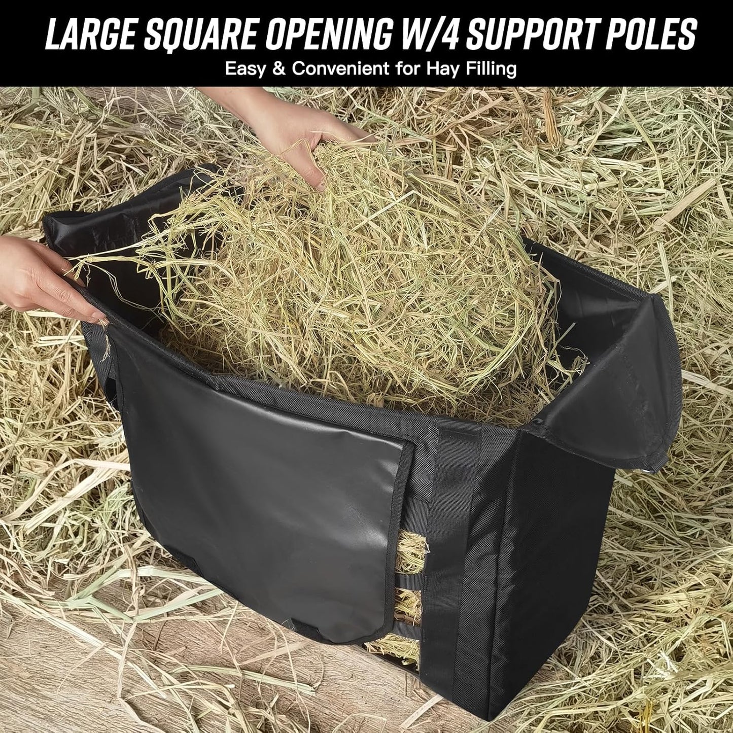 Hay Bag for Horses,Slow Feeder for Horse/Donkey/Goat, Premium 1680D Oxford Cloth,Easy to Fill and Hang with Extra Large Opening（Leaf）