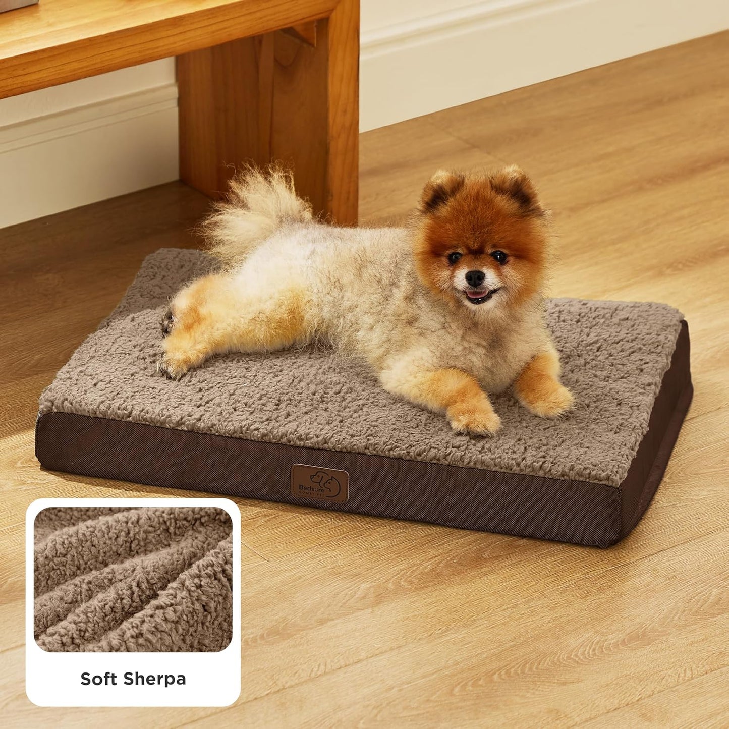 Bedsure Dog Bed for Small Dogs - Orthopedic Flat Puppy Beds with Removable Washable Cover, Egg Crate Foam Pet Mat, Suitable for Pet Up to 20 lbs