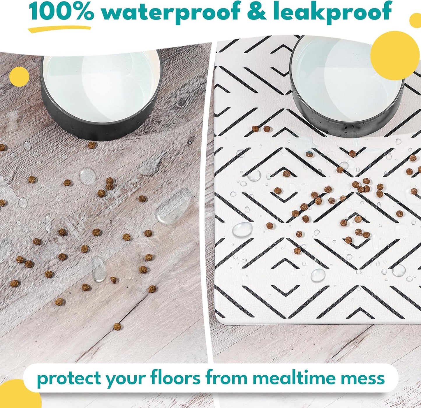 NALALAS Dog Mat for Food and Water, Cat Feeding Mat | Waterproof Dog Bowl Mat | Non-Slip Pet Food Mat for Floors | Pet Mats for Food and Water | Easy to Clean