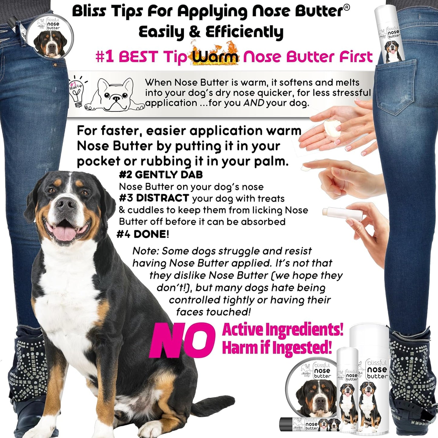 The Blissful Dog Greater Swiss Mountain Dog Unscented Nose Butter - Dog Nose Butter, 16 Ounce