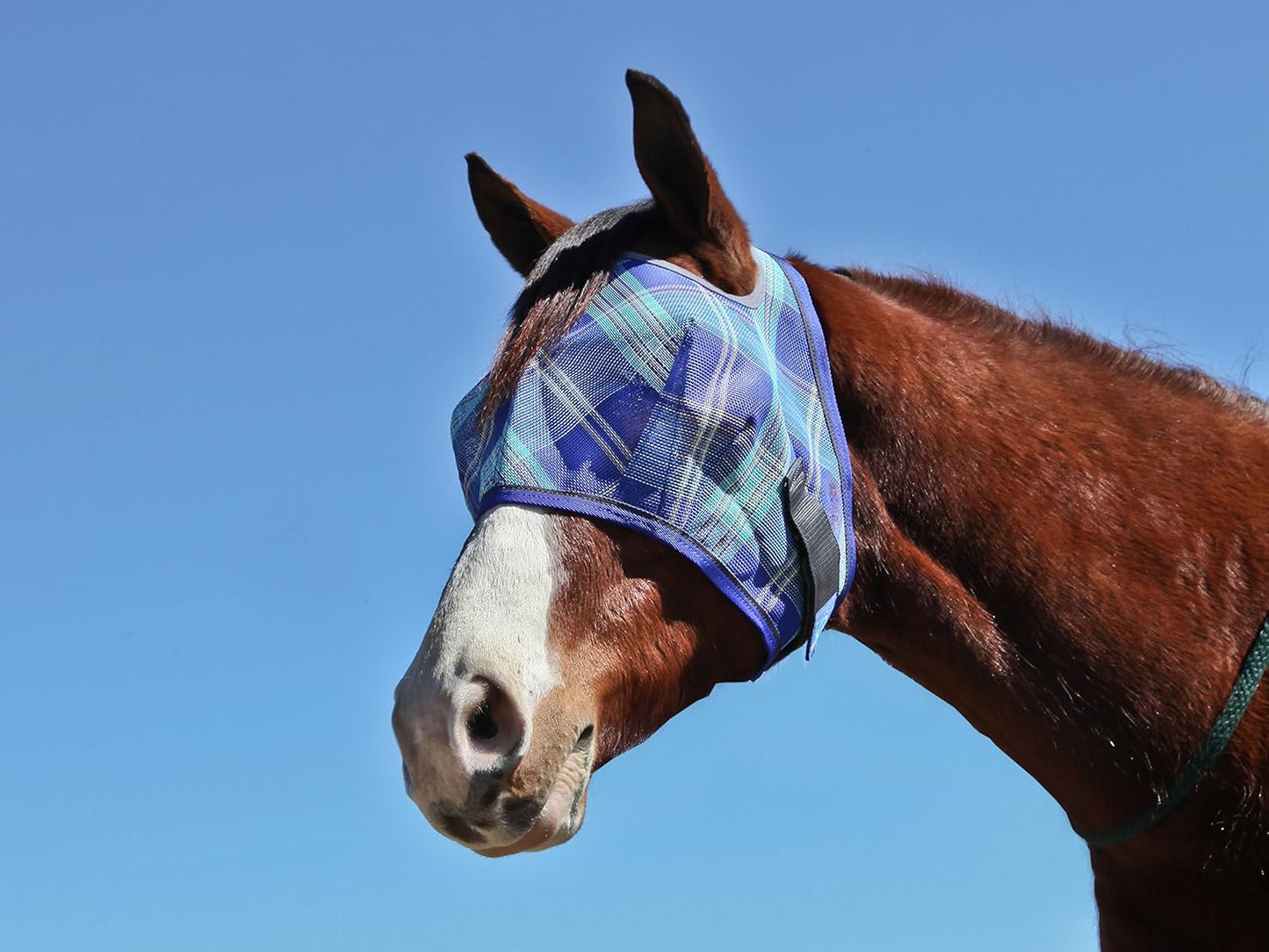 Kensington KPP Fly Mask with Web Trim, Blue Ice Plaid, X-Large