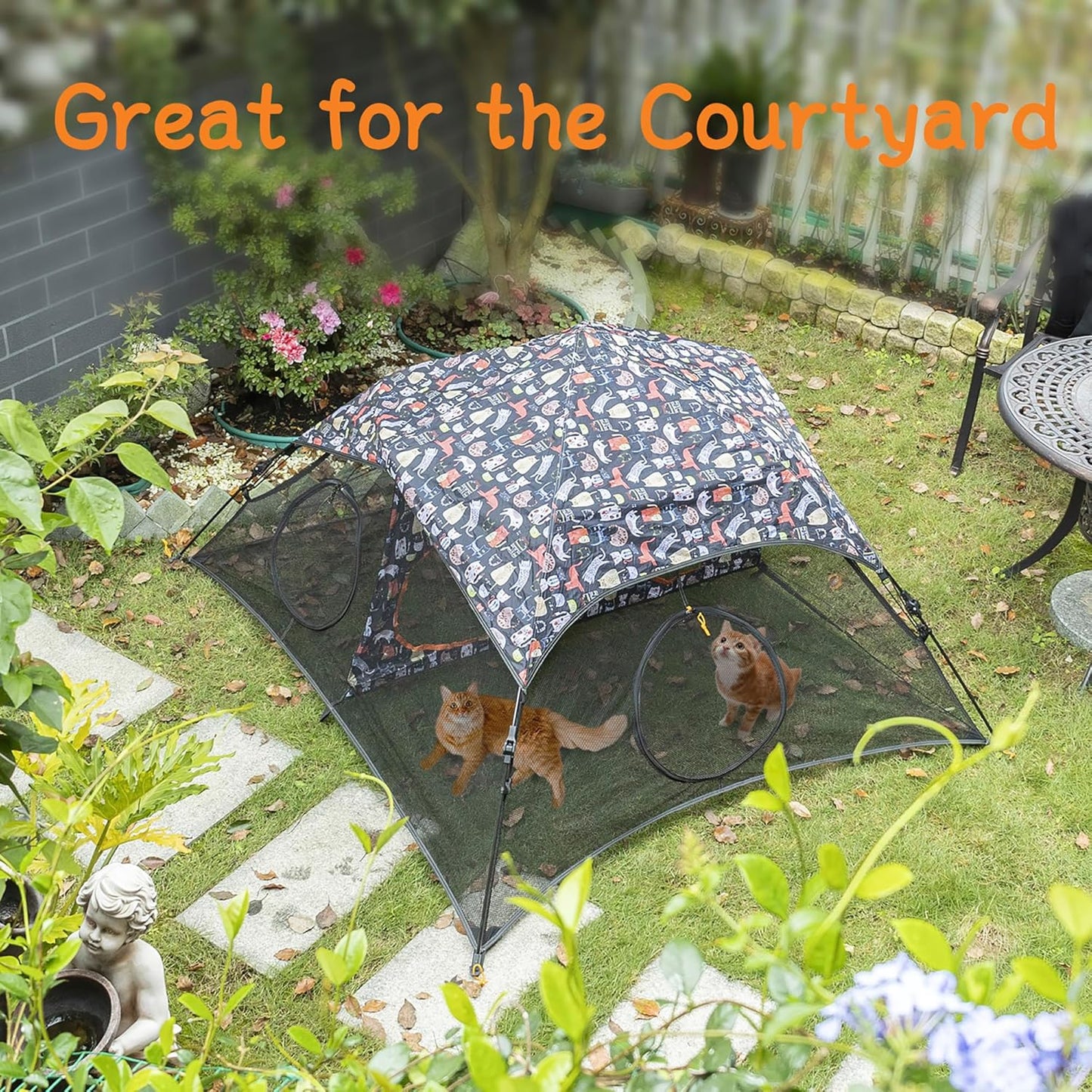 Outdoor Cat Play Tent for Indoors and Outdoors (X- Large Portable Pet House, Outdoor Cat Enclosure for Cats, Rabbits and Small Animals Easy to Connect with Run Tunnels, Cubes (Patented)