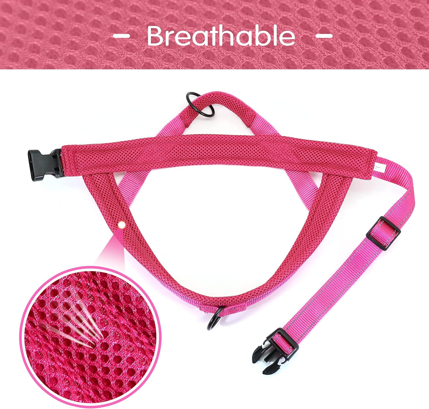 Didog No Pull Dog Harness with Soft Mesh Padded,Reflective & Quick Fit Light Weight Dog Strap Vest Harness,Easy for Walking Training (XS:Chest 15-18", Mesh-Hot Pink)