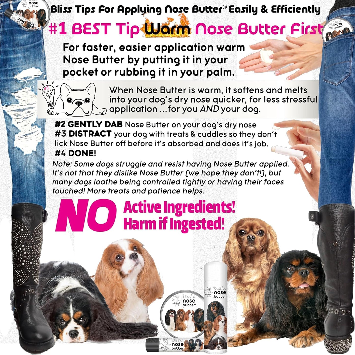 The Blissful Dog Cavalier King Charles Spaniel Nose Butter, Versatile Dog Nose Balm for Dry Nose, Handcrafted Nose Moisturizer, Easy-to-Apply Dog Essentials, Unscented, 0.50 oz.