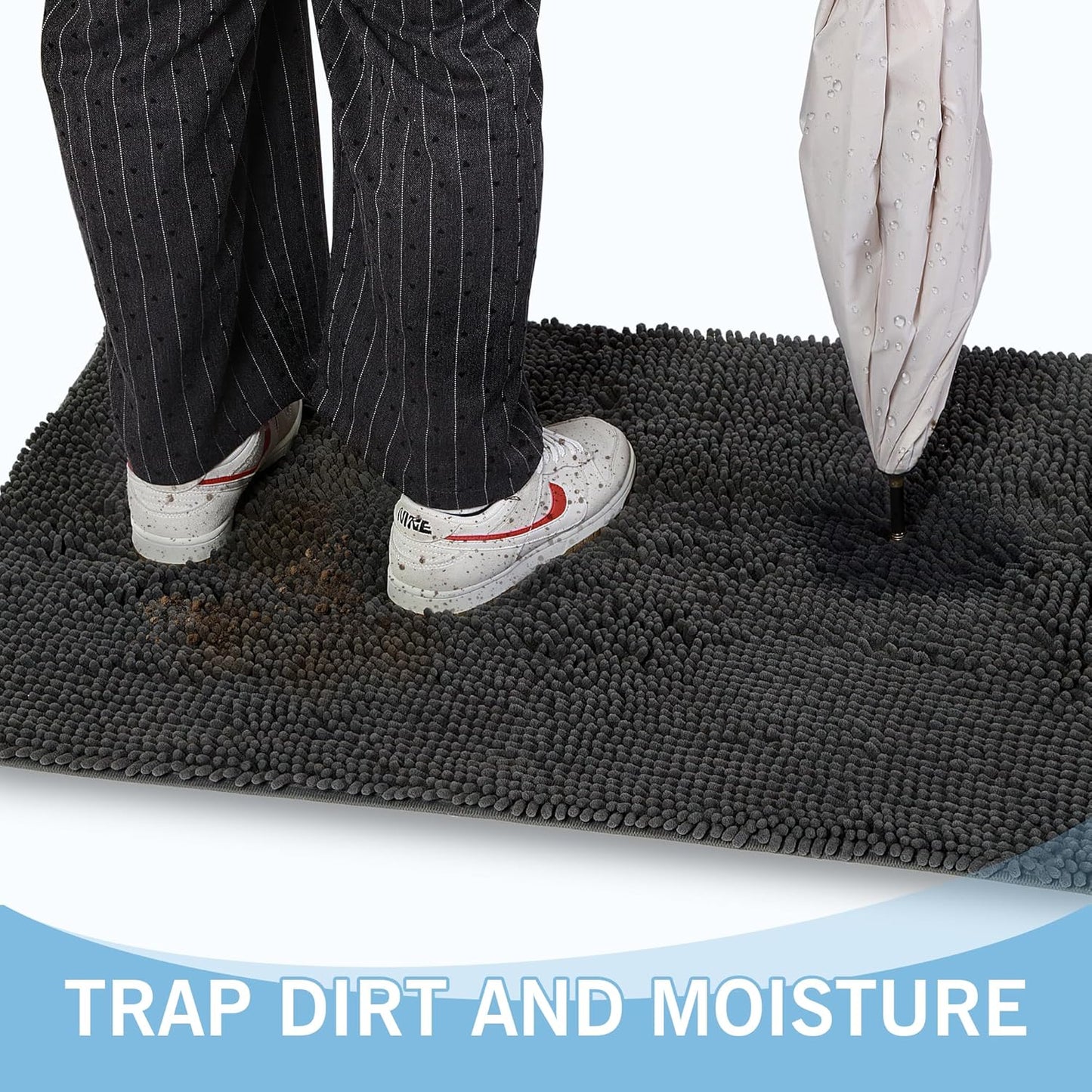 Amyracel Dirt Trapping Door Mat, 36" x 60" Large Absorbent Dog Door Mat for Muddy Paws, Quick Dry Non Slip Chenille Mud Mat for Dogs, Machine Washable Entry Indoor Entryway Rug for Inside Floor