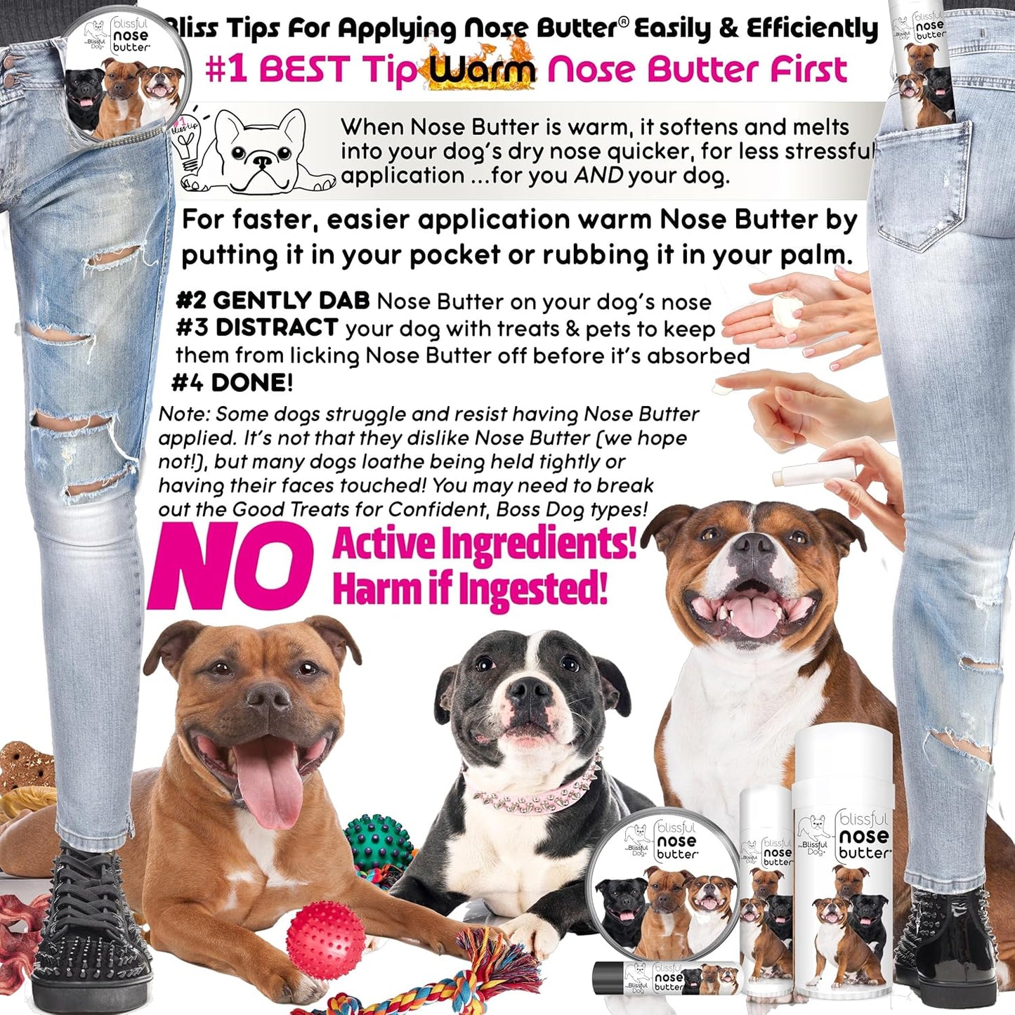 The Blissful Dog Staffordshire Bull Terrier Nose Butter, Versatile Dog Nose Balm for Dry Nose, Handcrafted Nose Moisturizer, Easy-to-Apply Dog Essentials, Unscented, 2 oz.