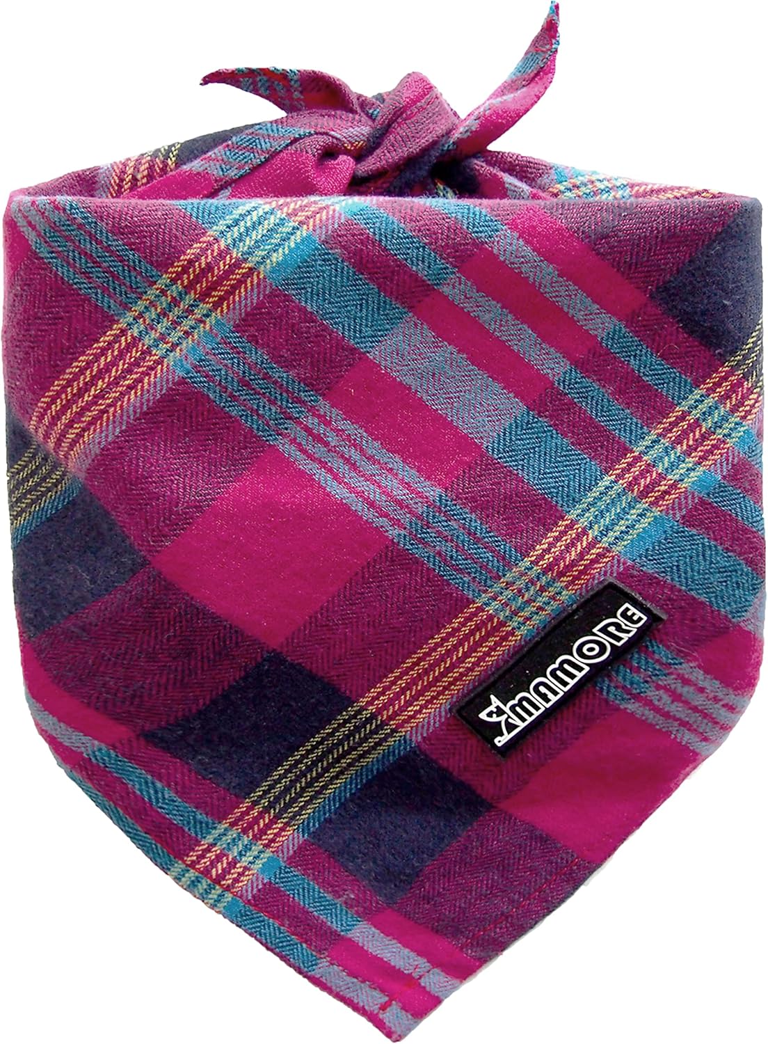 Adjustable Plaid Dog Bandanas,1PC Soft Washable Cotton Triangle Bib Kerchief Scarfs for Small Medium Large Dogs and Cats (Fuchsia&Blue, Small)