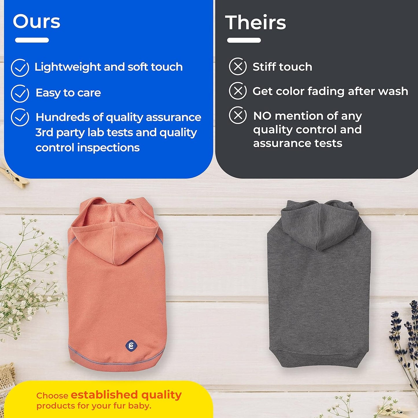 Blueberry Pet Essentials Hoodie – 14″ Soft French Terry Sweatshirt with Hood, Coral Pink, Award‑Winning Small‑Dog Jersey