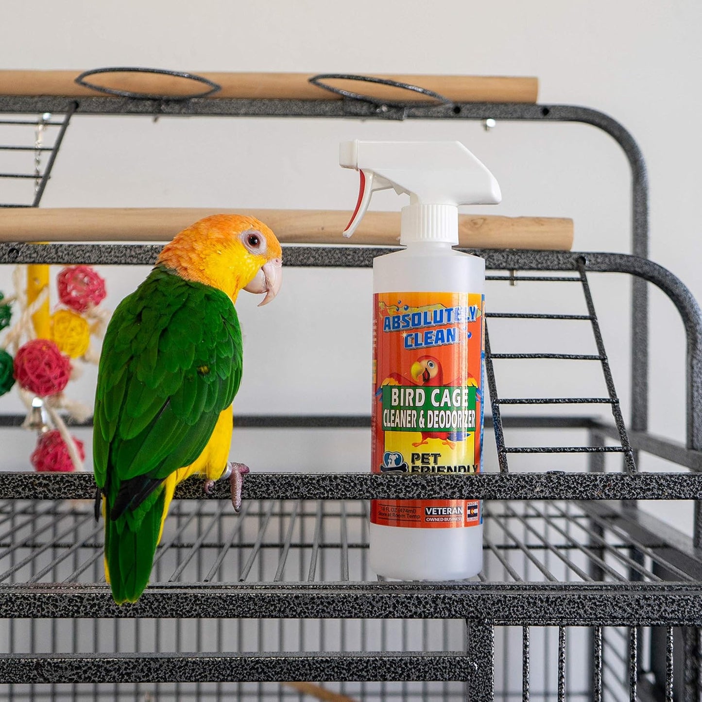 Absolutely Clean Amazing Bird Cage Cleaner and Deodorizer - Just Spray/Wipe - Safely & Easily Removes Bird Messes Quickly and Easily - Made in The US - Fragrance Free - 16oz (Pack of 2)