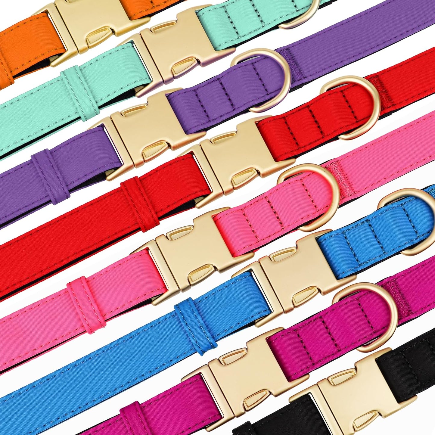 Didog Soft Padded Dog Collar for Large Dogs, Colorful and Durable Pet Collar with Quick Release Buckle, Light and Breathable for Daily Walking, Green, L