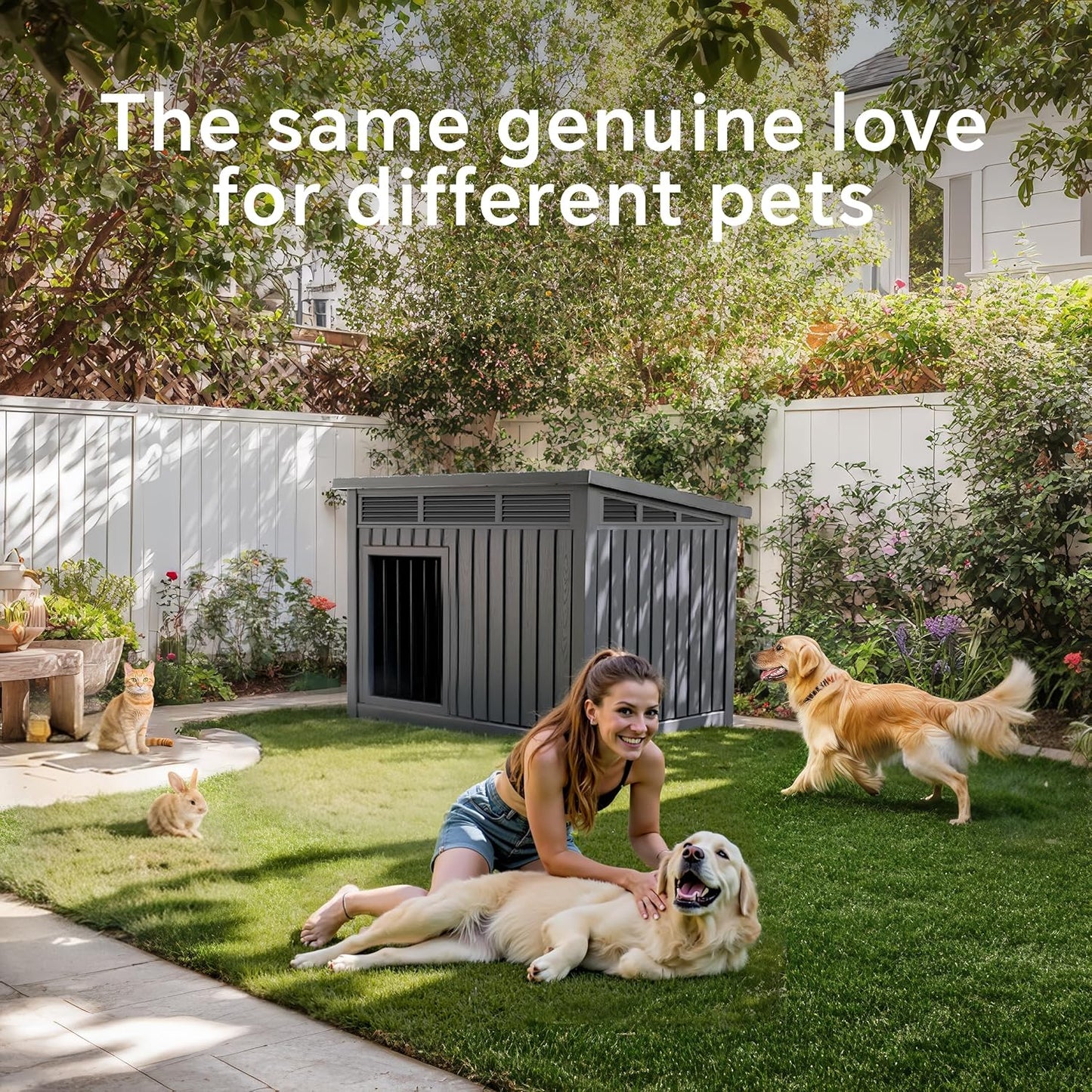 VIXZEN Dog House Indoor Outdoor,Waterproof Dog House for Small to Medium Dogs,Doghouse with Air Vents and Elevated Floor,Openable at The Top,Easy to Assemble and Clean,Gray,32.2"×25.12"×24.13"